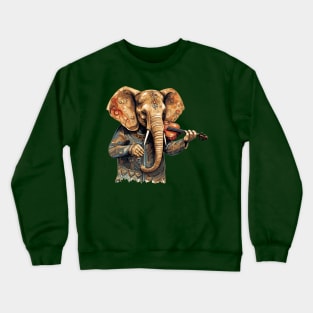 Elephant playing violin Crewneck Sweatshirt